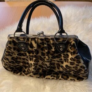 Lux de Ville Lucky Me Kiss Lock Faux Leopard Handbag. Purchased by me. Like new